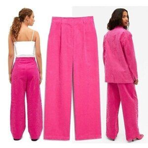 Monki Pink Size 8 High-waisted‎ Corduroy  Wide Leg Trousers Pants Kidcore Barbie